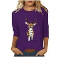 thumbnail image 3 of Craaazy Christmas Shirts for Women Fashion Printed 3/4 Sleeve Casual Tops Gifts, 3 of 5