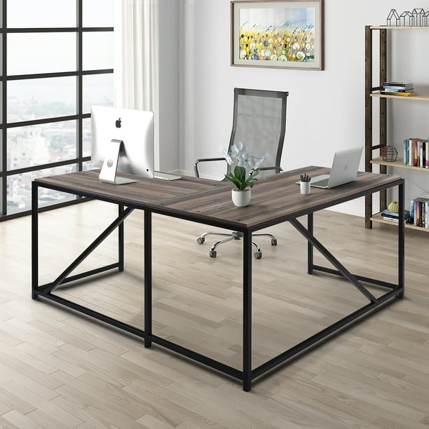 Merax L Shaped Desk With Metal Legs Office Desk Corner Computer