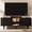 Black, variant on 55" Modern TV Stand with Power Outlet, Entertainment Center with Sliding Tambour Door and Adjustable Shelves , LED Media Console for Living Room Bedroom, Walnut Brown