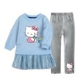 thumbnail image 3 of Hello Kitty niños niñas dibujos animados Otoño e Invierno manga larga falda plisada de terciopelo dorado vestido + conjunto de pantalones cálidos casuales, 3 of 5
