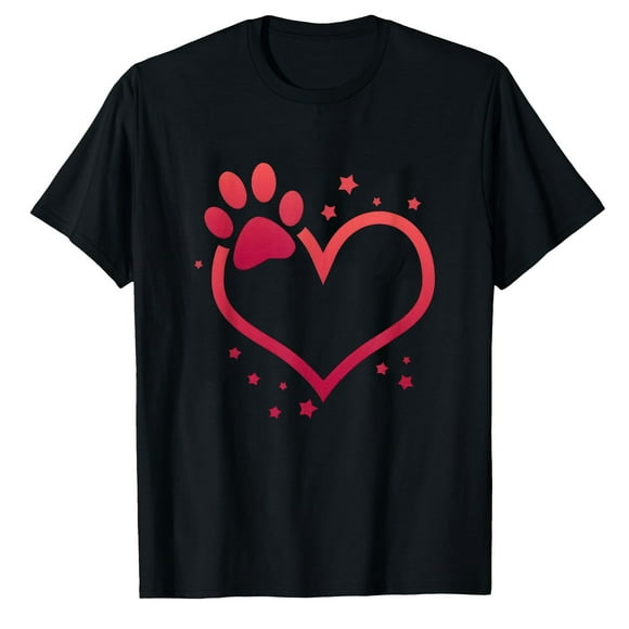 AALJY Pink Paw Print Heart Cute Dog Cat Love Valentines