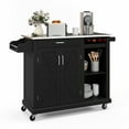 thumbnail image 1 of Costway Kitchen Island Cart Rolling Utility Trolley Stainless Steel Top Wine Rack Black, 1 of 10