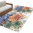 thumbnail image 2 of 3'x5' Area Rugs, Spring Floral Succulents Indoor Outdoor Area Rug for Living Room Bedroom, Watercolor Botanical Summer Washable Bathroom Rugs Kitchen Floor Carpet Mats Home Decor Aesthetic, 2 of 8