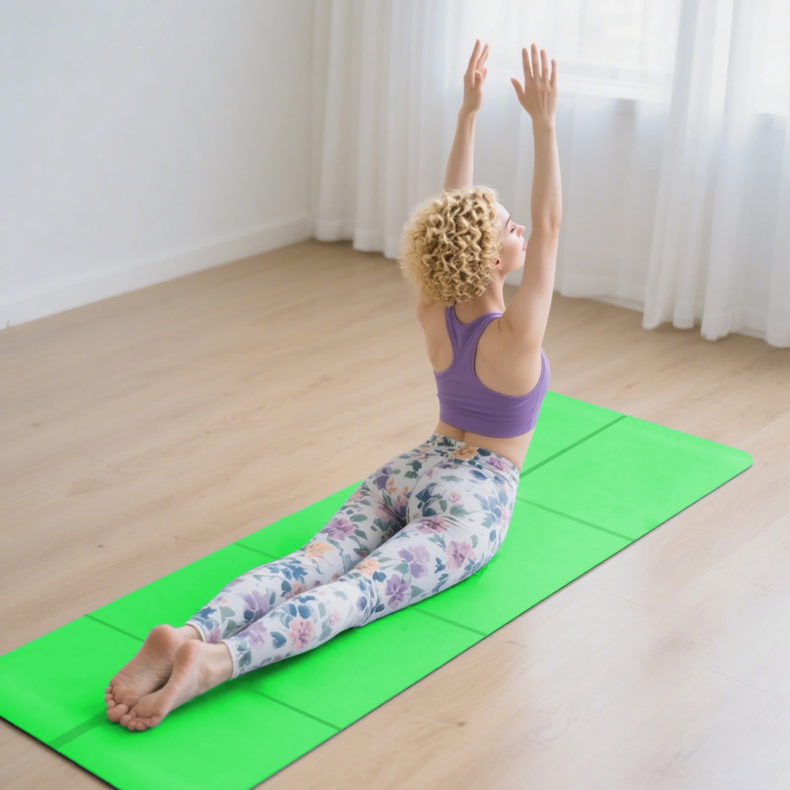 Indoor Outdoor Fitness Mat Yoga Mat Gymnastics Tumbling Mat Material 6mm Thick Folding Non Sweat Proof for Home Gym Playroom Backyard Purple
