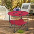 thumbnail image 6 of Heavy-Duty Portable Folding Table, 4 Cup Holders, No Sag Surface, Compact, Round, Carrying Case, Steel Frame, High-Grade 600D Canvas, Lower Storage Area, 6 of 6