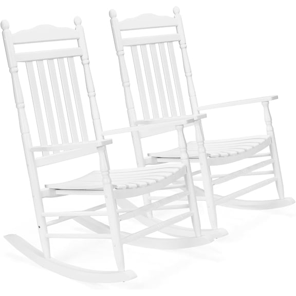 Matladin Wooden Rocking Chair with High Back Seat, 450 lbs Heavy Duty, Relaxing Solid Patio Rocker with comfortable Design, for Indoor and Outdoor