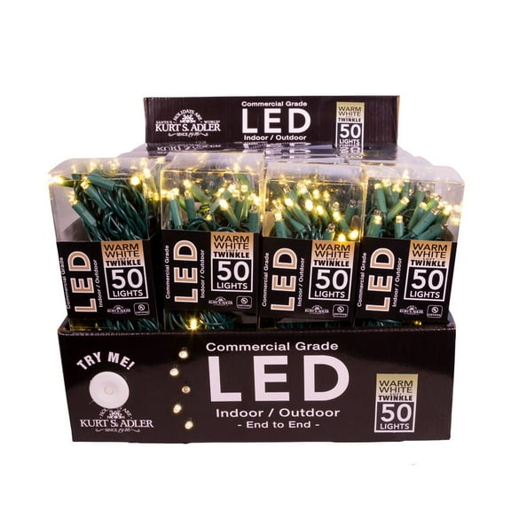 UL 50-Light Warm White Soft Twinkle White Wire LED Light Set