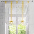 thumbnail image 2 of CUH 1pc Embroidery Floral Short Window Curtain Tie Up Voile Window Drape Sheer Cafe Tier Tulle Kitchen Scarf Bathroom Valance Yellow W:39"x L:55", 2 of 3