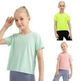 thumbnail image 5 of 5-12T Girls Short Sleeve Sports Shirts Active Dry Fit Athletic Performance Clothes Kids Teens Loose Tees, 5 of 6