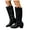 Black, variant on Brown Fall Boots for Women Studded Pointed Toe Knee High Booties Chunky Heel Leather Western Cowoy Boots