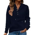 thumbnail image 2 of Blue Womens Tops A Solid Color Pocket Knitted Long Sleeved Loose Sweatshirt for Women Fall Outfits for Women 2025, 2 of 6