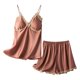 thumbnail image 1 of Gibobby Pijamas Mujer Verano Sexy Pijamas Conjunto de pijama con correa para el pecho para mujer, ropa de ocio de verano para el , Color sólido, con encaje(Rojo,M), 1 of 3