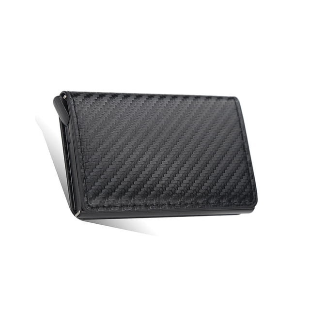 Qarigey Monedero de bloqueo multiusos, tamaño compacto, tarjetero, exquisito diseño Simple, ranuras autoadhesivas, suministros para hombre Carteras Negro Qarigey AP012206-03