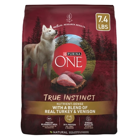 Purina ONE True Instinct With A Blend Of Real Turkey and Venison Dry Dog Food - 7.4 lb. Bag (Pack of 24)