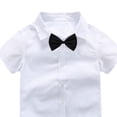 thumbnail image 6 of Boys formal Outfit 4pcs Sets Short Sleeve Dress Shirt Adjustable Suspender Shorts Bow Tie for 2-14 Years Black-B, 6 of 6