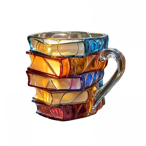 ACDANC Painted Book Mug 3D Painted Glass Book Mug Resin Coffee Mug Glass Coffee Mugs