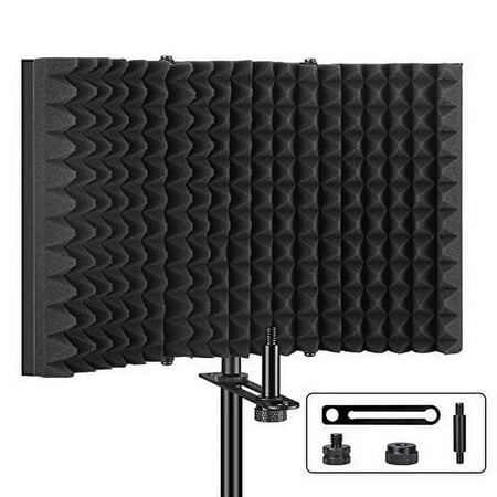 Aokeo Professional Studio Recording Microphone Isolation Shield, Pop Filter.High density absorbent foam is used to filter vocal. Suitable for Blue Yeti and any condenser microphone recordi