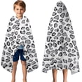thumbnail image 3 of White and Gray Of Leopard Print Hooded Bath Towel，50"x30" for Ages 3 To 12 Kids, Quick Dry Lightweight Soft Microfiber Hood Beach Towel Cover Up for Kids, 3 of 7