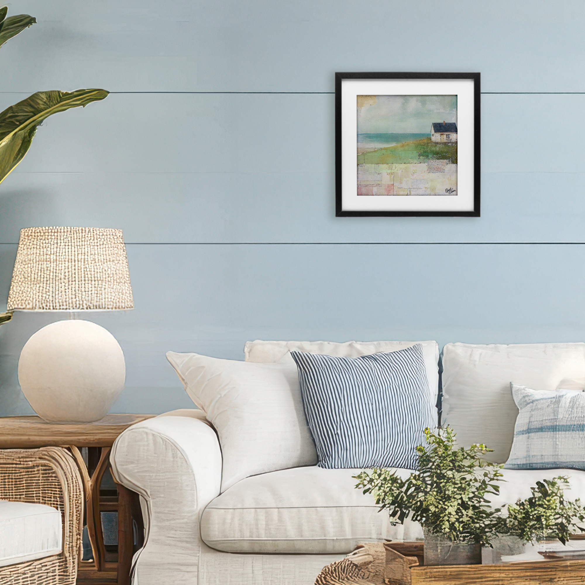 Stupell Industries Quiet Place By The Coast Black Framed Print Under Glass, design by Opal Edison
