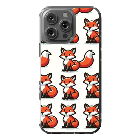 DistinctInk MagSafe Clear Case for Apple iPhone 16 Pro Max (6.9" Screen) - Fox Fun: A Playful Repeating Pattern - Slim Profile Design