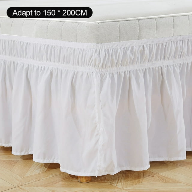 Falda de cama abatible cama elástica ajustable colchón de poliéster con volantes colchón decoración suministros de cama, 150x200 + 40, blanco sidaley HA004051-01
