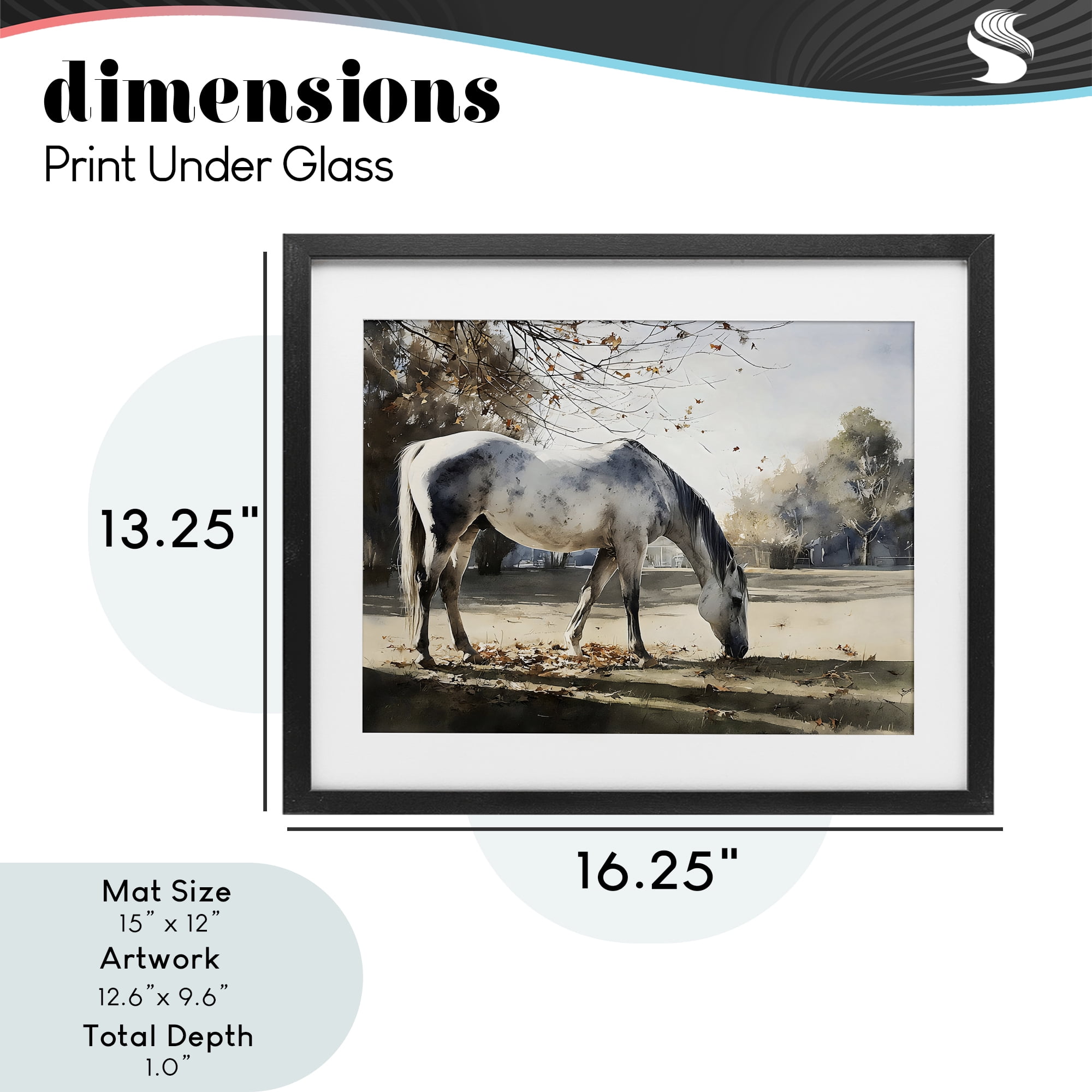 Stupell Industries Grey & White Mare Grazing Black Framed Print Under Glass, design by Franklyn Gregory