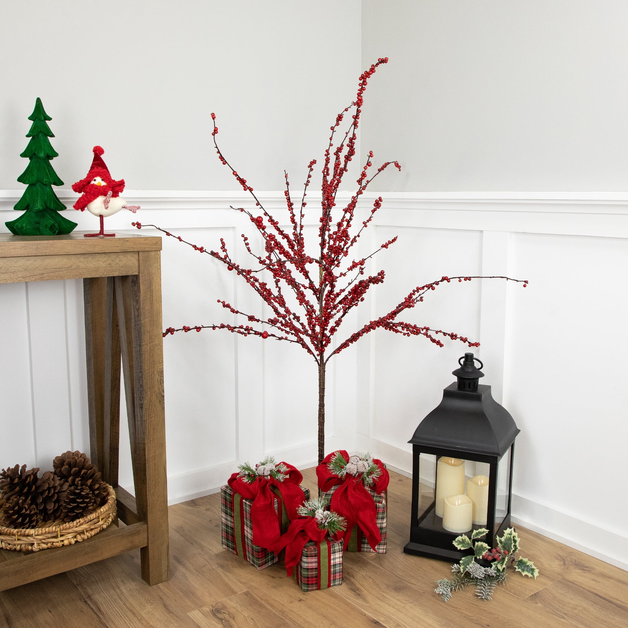 50" Pencil Artificial Christmas Tree with Red Berries - Unlit