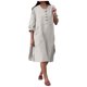 thumbnail image 2 of mfyjkho Vestidos midi para mujer, Vestido holgado informal de lino de color liso con bolsillos laterales y botones de manga larga para mujer Vestidos de otoño xxl, 2 of 7