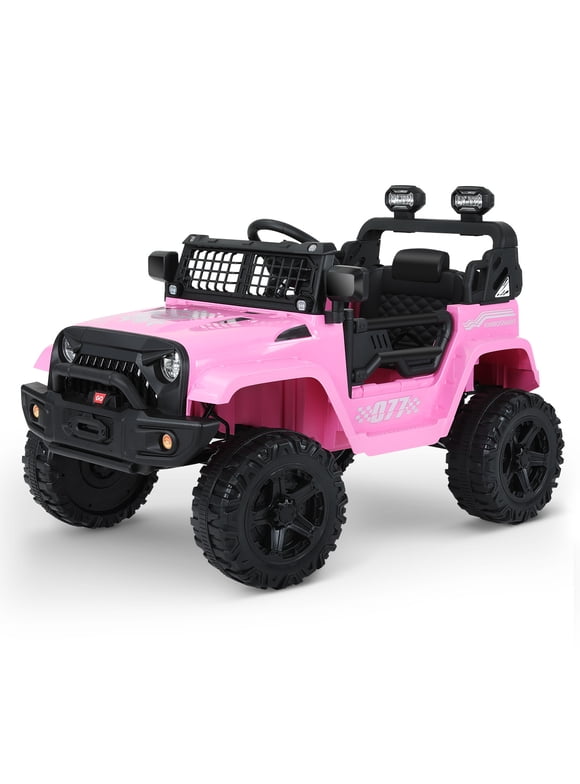 Kimbosmart 12V Electric Ride on Truck Toy Car for Kids, with Remote Control, Spring Suspension and Safety Belt