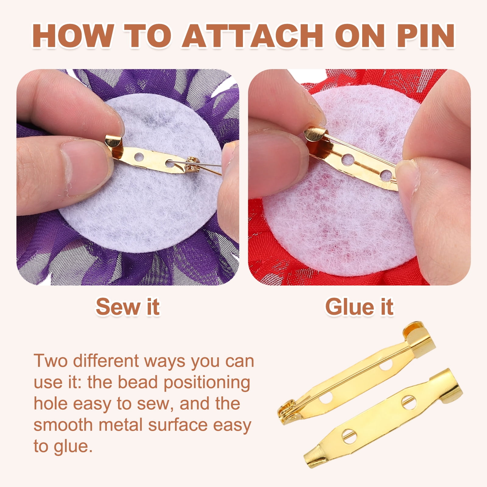 Uxcell 200 Pcs Brooch Pin Backs, Metal Bar Pins Backs Safety Clasp for DIY Crafts Name Tags Badges Corsage Jewelry Making(25/30/35/40mm, Gold)
