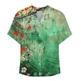 thumbnail image 5 of GaThRRgYP Women's Short Sleeve Tops for Summer Fun,Women's V-neck Non Positioning Printed Summer Button Short Sleeved Loose and Fashionable T-shirt Top Green S, 5 of 5
