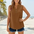 thumbnail image 6 of Wowcloth Women's Bamboo Cotton Linen Blouse, Solid Color Button Front Sleeveless V-Neck Top for Casual and Office Wear, 6 of 7