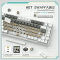 thumbnail image 5 of AK820 Mechanical Keyboard with CNC Knob Control,75% ANSI Layout,82Keys Gasket Mount Wired Gaming Keyboard,5 Sound Absorbing Foam,Hot-swappable,White Backlit,for PC,MAC (White&Grey), 5 of 8