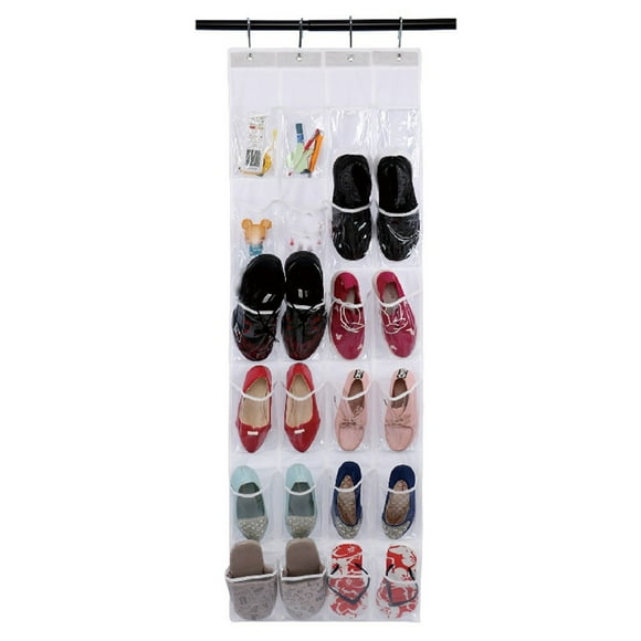 jovati Overdoor Shoe Pocket Organizer Door Shoe Organizer 24 Durable Pockets, Hooks, Large Nonwovens Mesh Pocket Door Hanging Shoe Organizer Door Shoe Organizer Hanging
