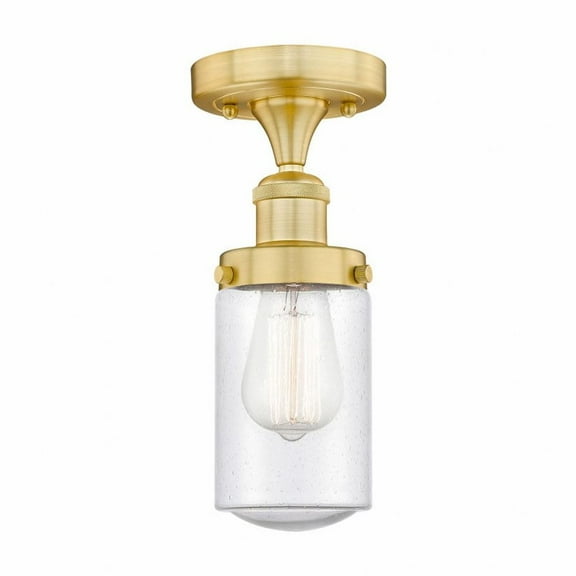 Innovations Lighting Edison Dover - 1 Light 7" Semi-Flush Mount Satin Gold/Seedy