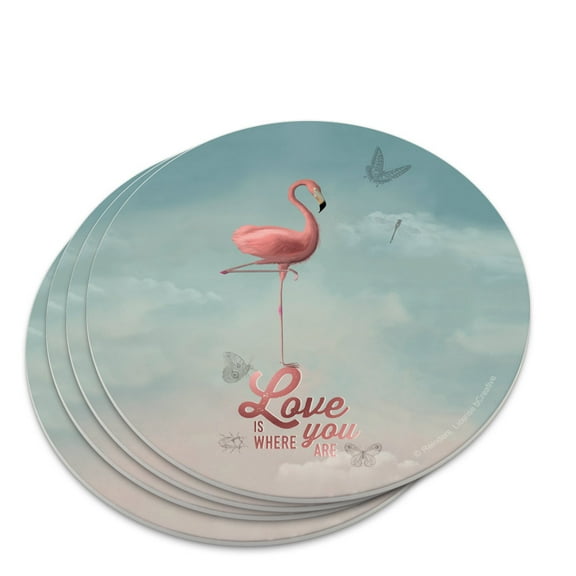 Flamingo Love is Where You Are Novelty Coaster Set