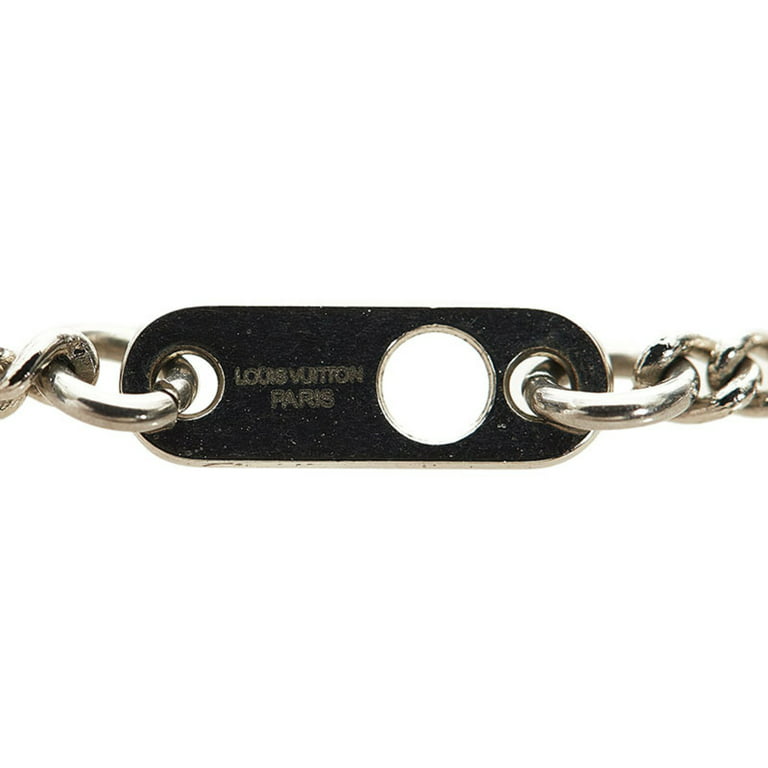 LOUIS VUITTON Monogram Eclipse Plate Chain Necklace M63640 Silver Black  with Box