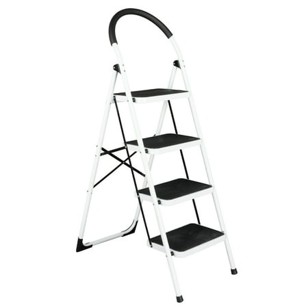 - Zimtown 4 Step Ladder, Large Heavy Duty Industrial Folding Collapsible Aluminum Step Stool Platform Ladder for Kitchen, Office, Bathroom, and Garage, 330lbs Weight Capacity