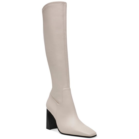 Steve Madden Womens Lamarca Wide Calf Dress Boots Bone 11M WC