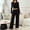 C Black, variant on PRINxy Women's 2 Piece Pajama Sets Short Sleeve Crewneck Tops & Elastic Waist Drawstring Jogger Summer Lounge Sleepwear Sets Black L