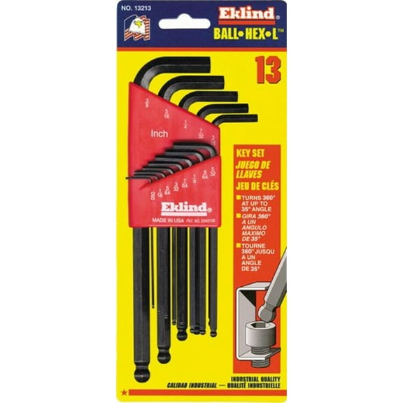 Eklind Tool Company 13213 Hex Key Set 13 Pc Ball End Sae Lng .050-3/8in.