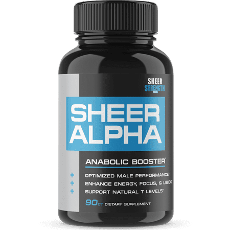 Sheer ALPHA Testosterone Booster Supplement - 800mg Horny Goat Weed and More For Boosting Muscle Growth, Stamina, Libido, and Endurance, 90 Capsules, 30 Day