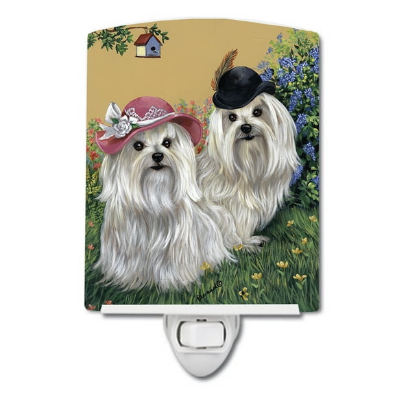 Maltese Mr & Mrs Ceramic Night Light