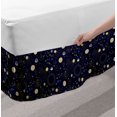 thumbnail image 2 of Cosmos Bed Skirt, Retro Memphis Style Planetary Space Shapes Constellation Moon Phases, Elastic Bedskirt Dust Ruffle Wrap Around for Bedding Decor, 4 Sizes, Indigo and Pale Yellow, by Ambesonne, 2 of 2