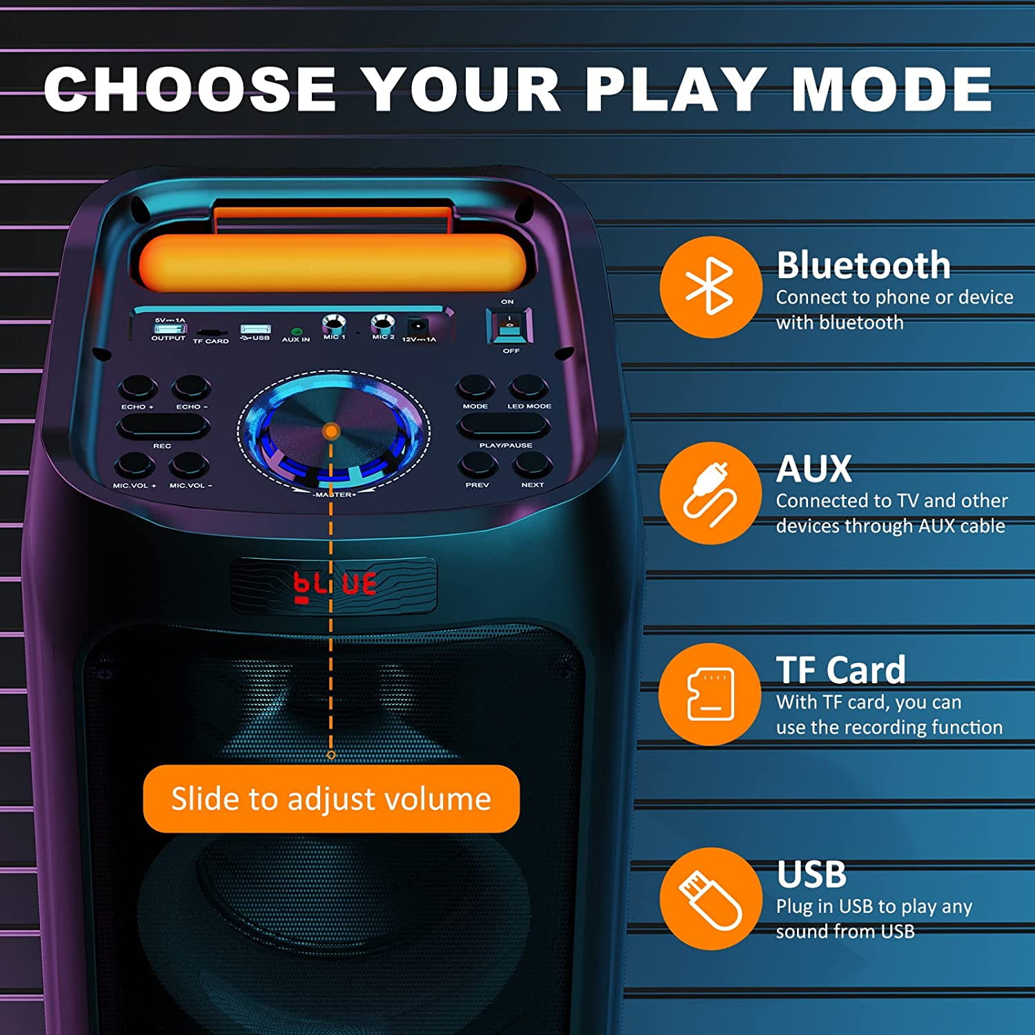 JYX Karaoke Machine with 2 Microphones, 500W Large Bluetooth Speaker with Wheels, Dazzling Party Light