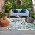 thumbnail image 2 of Teal Starfish Coastal Outdoor Rug for Patio/Deck/Porch, Non-Slip Large Area Rug 5 x 8 Ft, Summer Beach Coral Nautical Ocean Indoor Outdoor Rugs Washable Area Rugs, Camping Rug Carpet Runner, 2 of 8