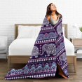 thumbnail image 5 of Sherpa Fleece Throw Blanket, Elephant Purple Bohemia Soft Warmer Throw Blankets for All Season, Lightweight Thermal Flannel Blanket Suit for Couch, Home Bed 50" X 40", 5 of 6