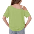 thumbnail image 4 of RRMuAzgs Girls T Shirts One Shoulder Short Sleeve Casual Kids Blouse Summer Vacation Loose Casual Tees Tops, 4 of 9