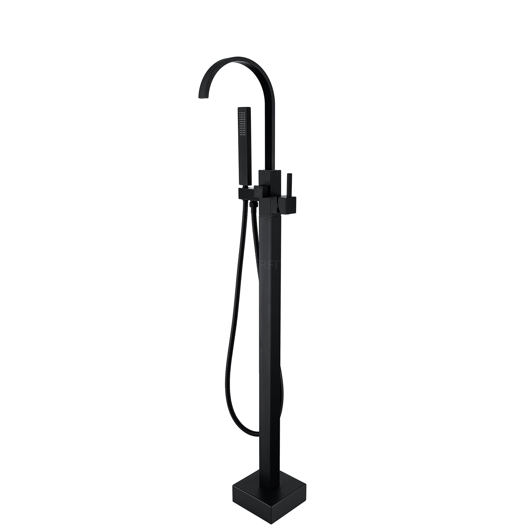 JERFIT Matte Black Freestanding Tub Filler with Hand Shower, 3.9 GPM Modern Bathtub Faucet