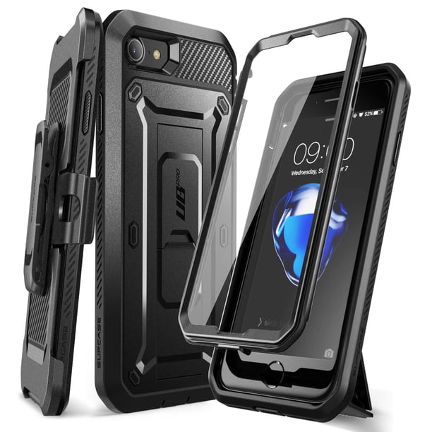 Funda de teléfono SUPCASE Unicorn Beetle Pro para iPhone SE 3.ª generación/SE 2.ª generación/7/8 con protector de pantalla, soporte y funda, color negro